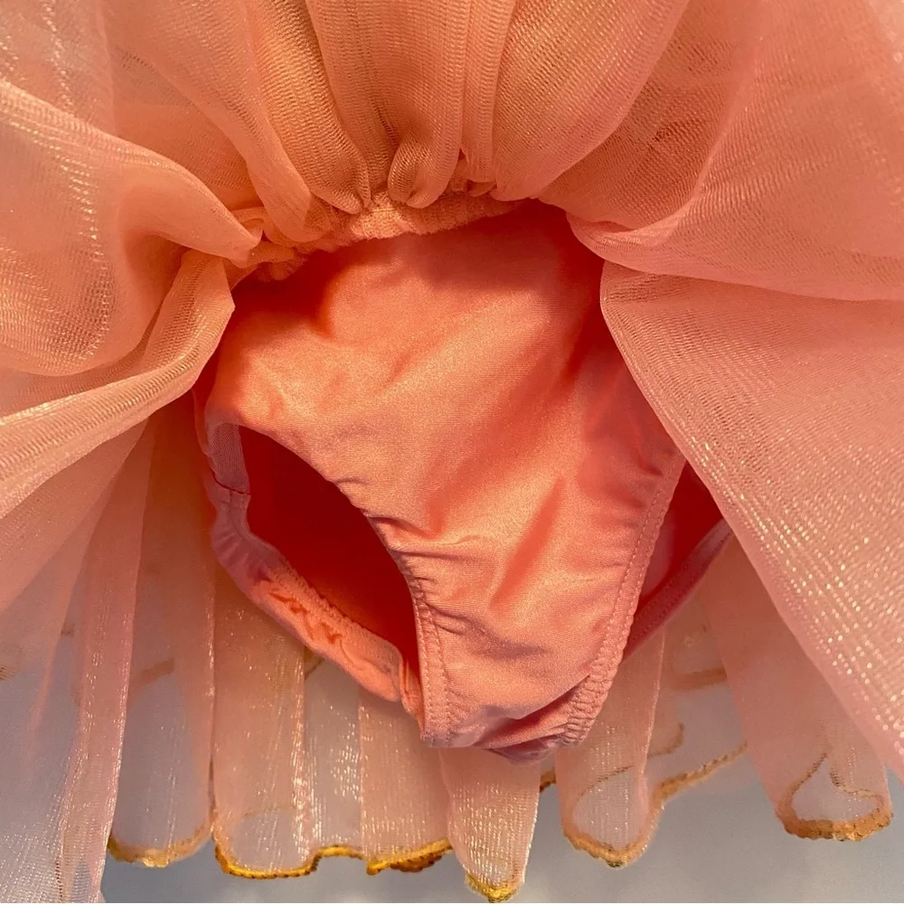 Revolution This Magic Moment Sequin Tulle Coral Gold Dance Costume Size SC